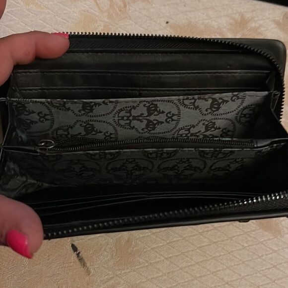 Dolls kill Thomas Wylde black leather skull long wallet guc - Picture 5 of 9